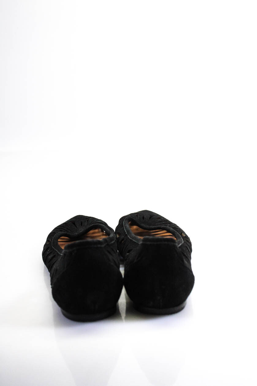 Rowen Womens Black Suede Cut Out Ballet Flats Sandals Shoes Size 7.5M