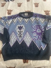 Invicta Jumper Men s Medium Knitwear Retro Pattern Blue Great Britain Pullover