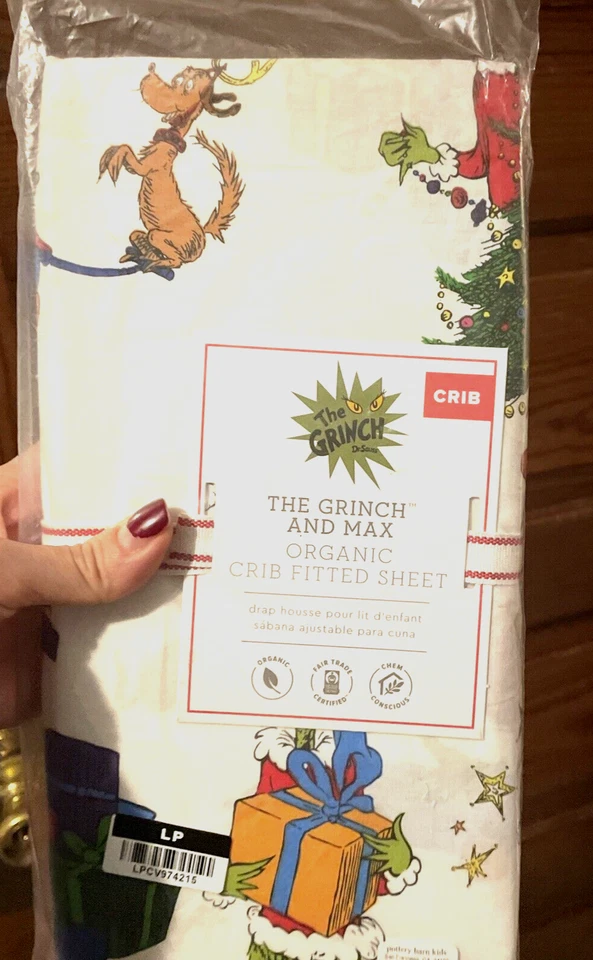 Disney Pottery Barn GRINCH CRIB TODDLER bed SHEET holiday Christmas gift Seuss - - Image 2 of 4