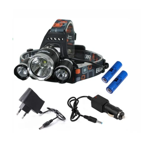 TORCIA LAMPADA FRONTALE 3 LED RICARICABILE 5000lm CREE T6 R5 RJ3000 impermeabile