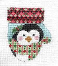 Holiday Penguin Mitten handpainted Needlepoint Canvas by CH Designs - Danji