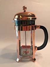 Bodum French Coffee Press Copper Tone Finish-Glass-Black Handle Unused