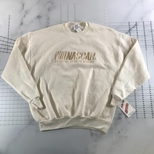 Vintage NASCAR Sweatshirt Mens XL White Jerzees Made USA Auto Racing Crewneck