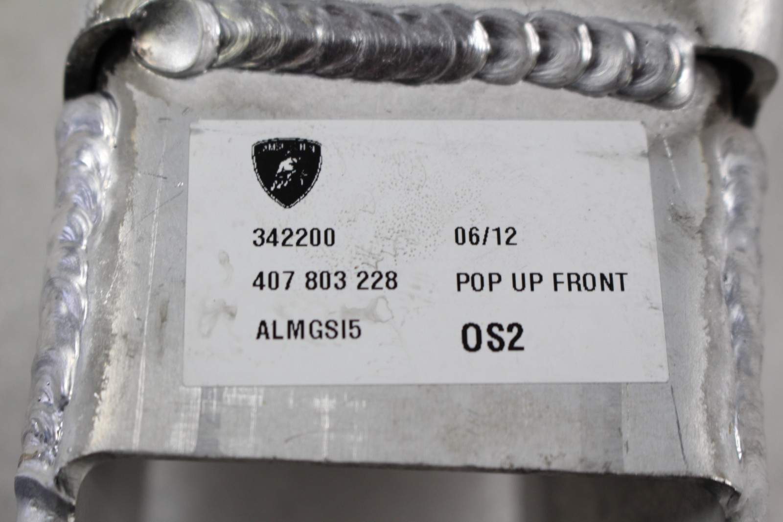 Lamborghini Gallardo, Spyder, RH, Right, Seat Belt Bracket, Used, P/N 407803228