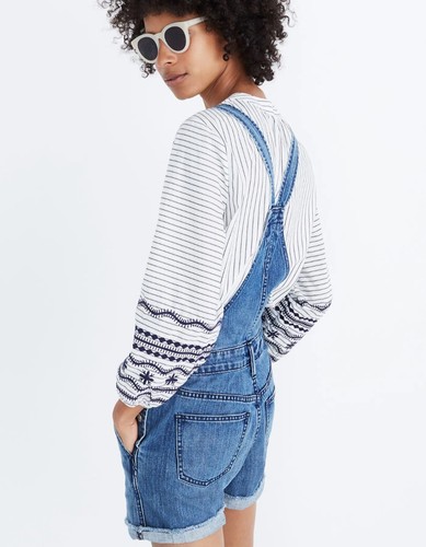 Madewell Adirondack Short Overalls Womens Size XS Dawkins Wash Blue Denim - Picture 4 of 11