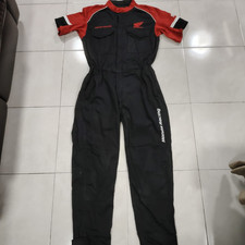 Honda Jumpsuit Coverall Workwear Clothing Mechanic Short Sleeve Size L Black/Red