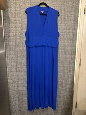 Vince Camuto Women's Royal Blue Sleeveless Maxi Dress Jersey Stretch V-Neck 3X
