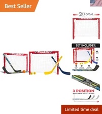 NHL Kids Hockey Set - Adjustable Sticks & Easy-Fold Goals for Young Athletes