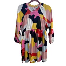 Stella McCartney Girls 14 Dress Abstract Patchwork Elastic Waist Long Sleeve