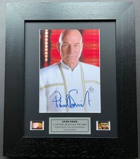 Star Trek PICARD Signed Repro + Original 35mm Film Cells in Quality Wood Frame