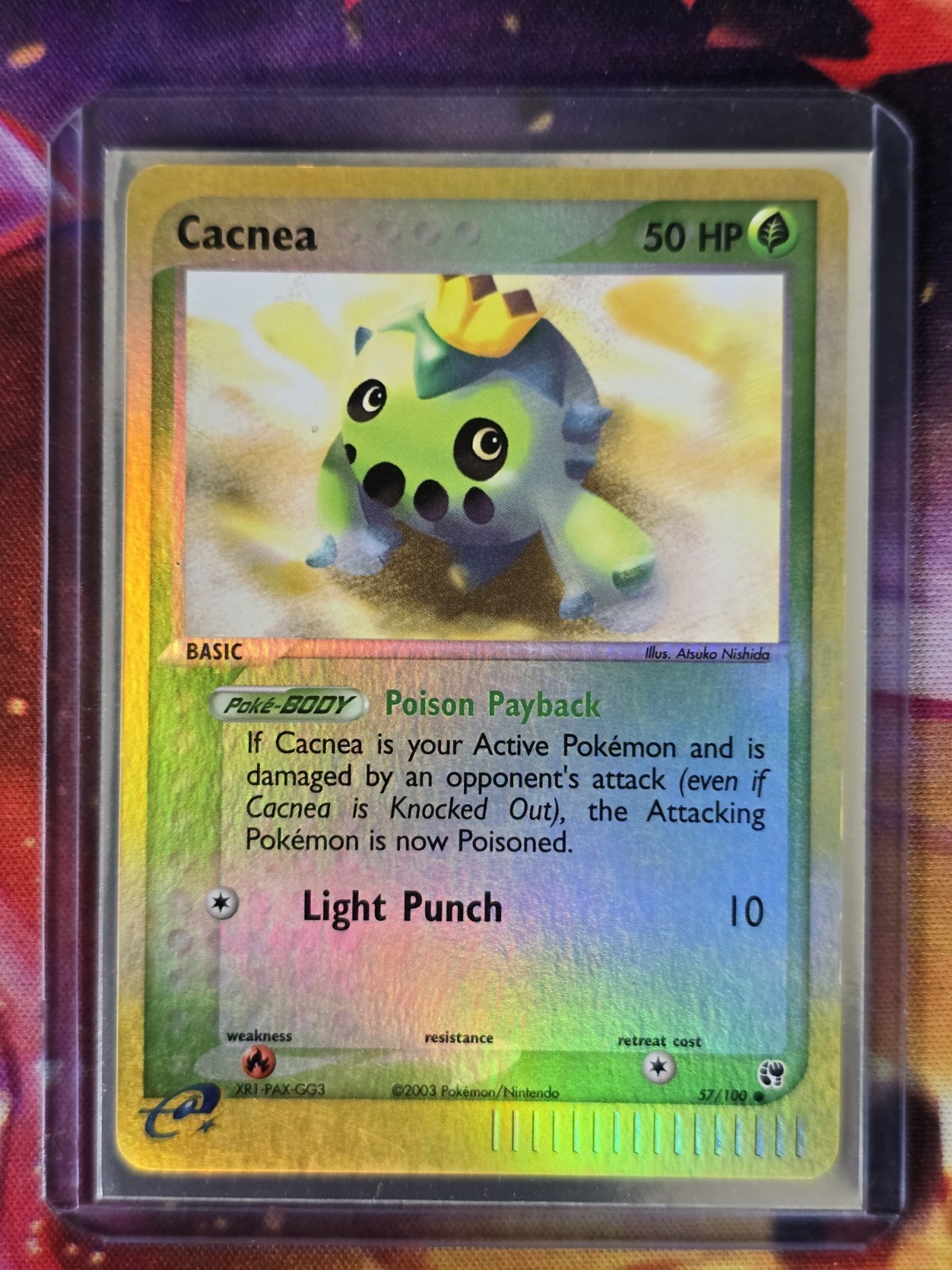 Cacnea 57/100 Sandstorm Reverse Holo LP + Pokémon Card