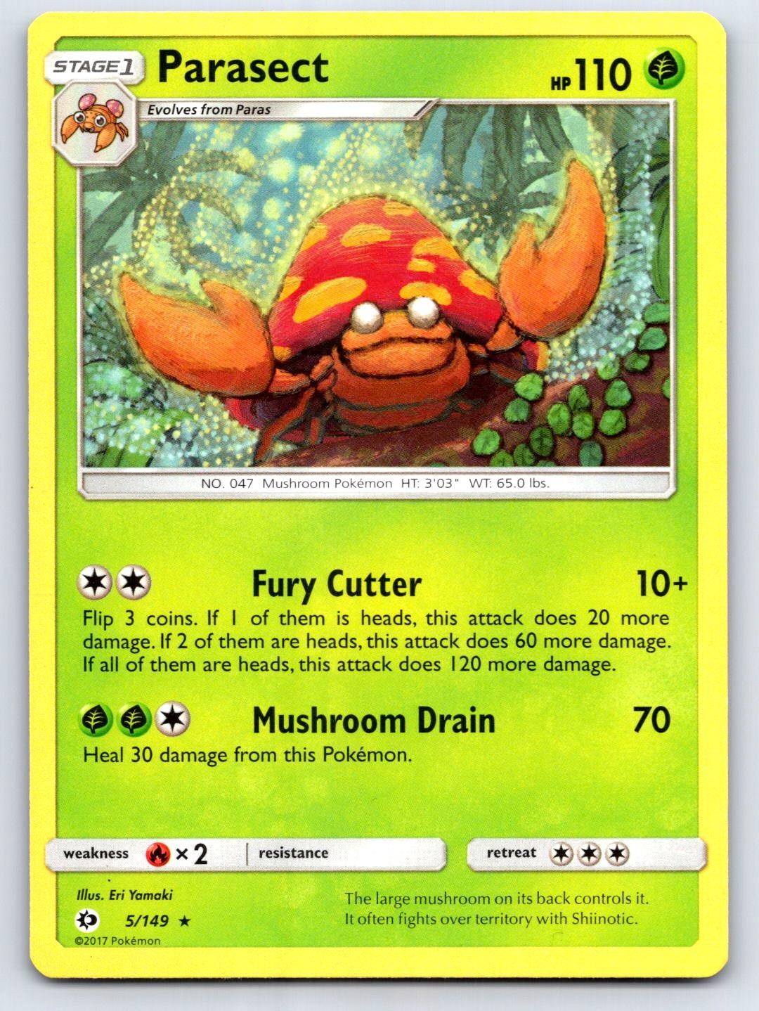 Parasect 5/149 Rare SM Base Set Pokemon Lightly Played