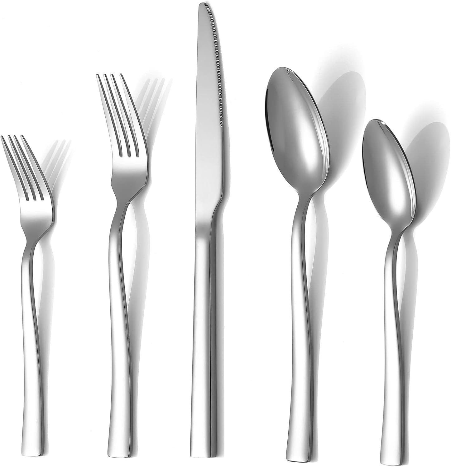 Silverware Set for 8, Briout 40 Piece Flatware Cutlery Stainless Silver 