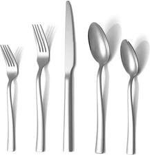 Silverware Set for 8, Briout 40 Piece Flatware Cutlery Stainless Silver 