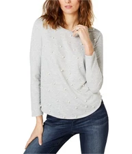 I.N.C Womens Pearl Sweatshirt, Grey, Small