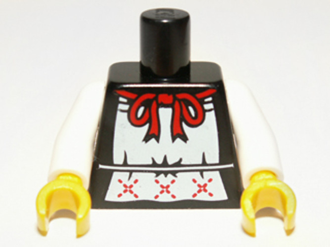LEGO® Part 973pb1088c01 - Torso White Apron with Red Ribbon Pattern