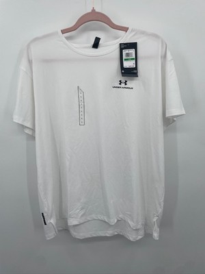 Under Armour Loose Coupe Lache Suelto Womens White Tee T-Shirt Size Large 