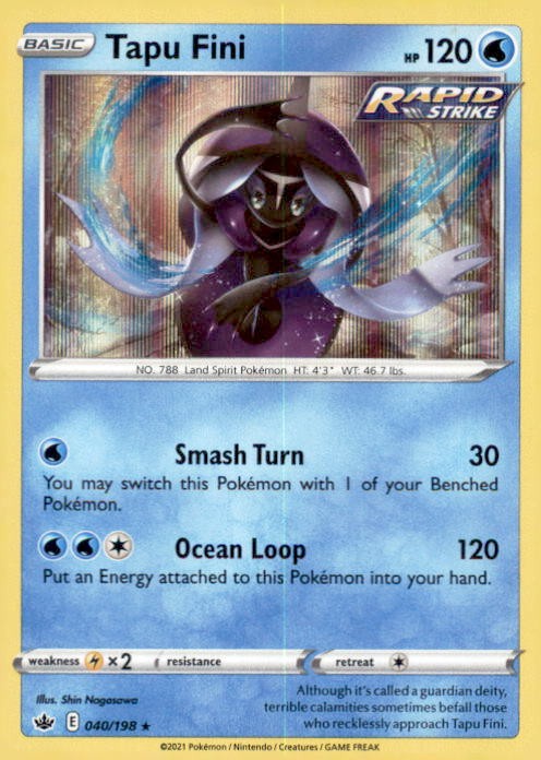 TAPU FINI 040/198 HOLO RARE CHILLING REIGN POKEMON NEAR MINT