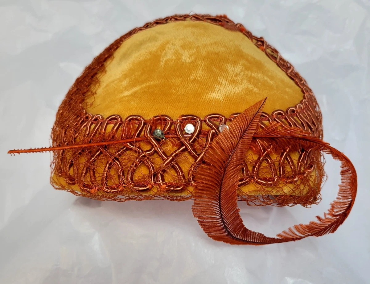 Feather Orange Vintage Hats for Women for sale | eBay display picture 3