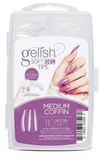 Gelish Soft Gel Tips 110 Count Medium Coffin Nail Enhancements Durable Fit