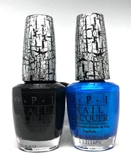 OPI Crackle Nail Lacquer Black Shatter E53 + Turquoise Shatter E64