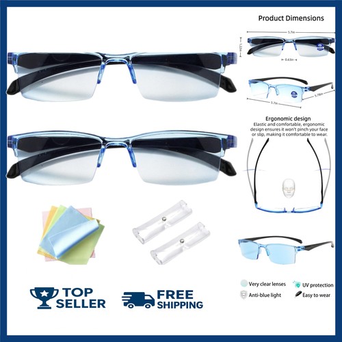 2 Pcs Auto Focus Glasses, Self Adjusting Vision Glass Anti-Blue ...