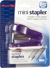 Mini Stapler with 1000 Standard Staples, Comes in Assorted Colors -