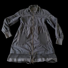 XCVI Gray Cotton Y2K Mesh Trim Lagenlook Jack...