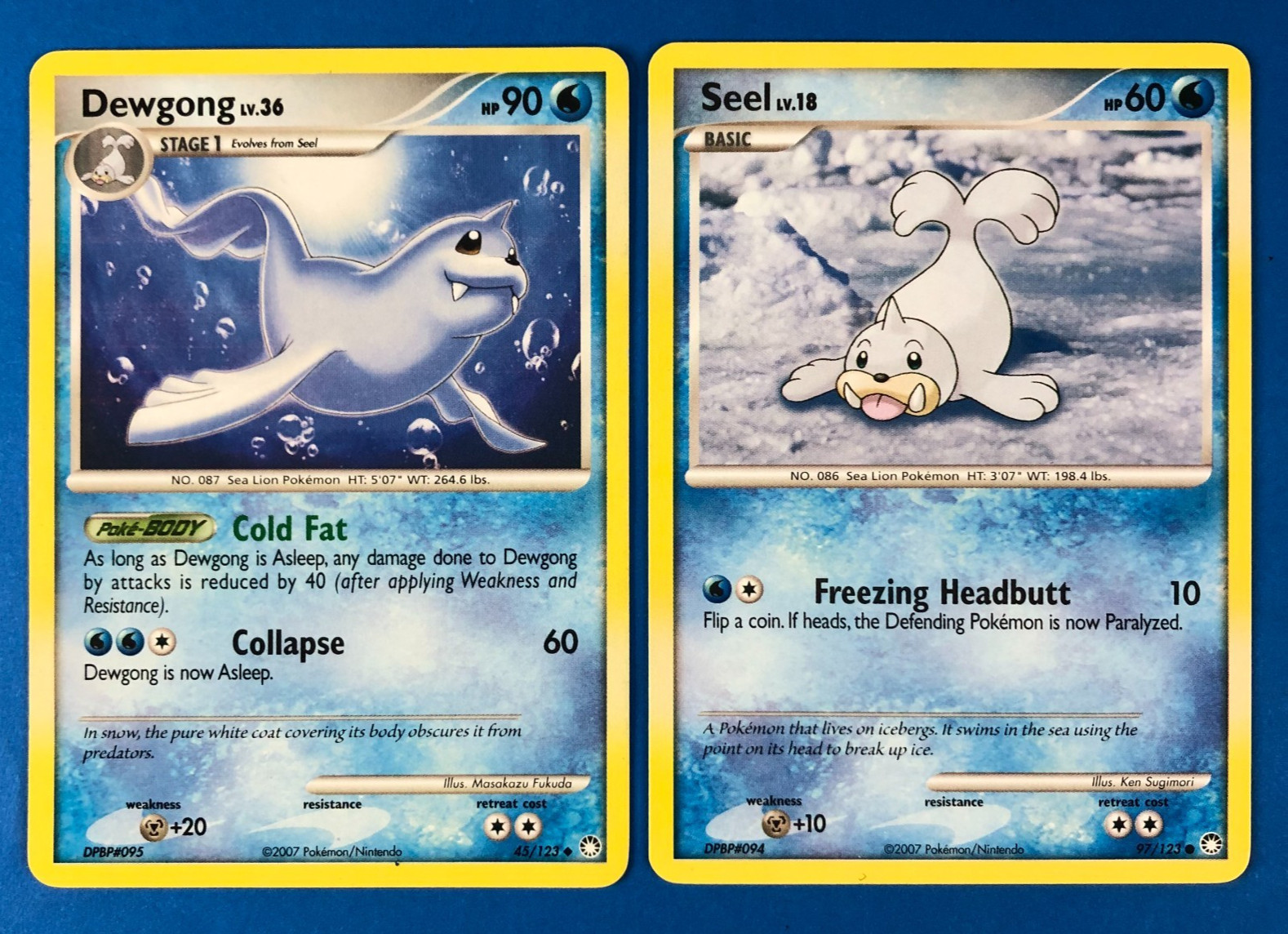 Pokemon Diamond & Pearl Mysterious Treasures LOT-Dewgong 45/123 & Seel 91/123