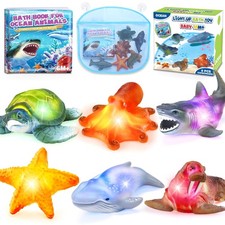 6 Pack Light Up Bath Toys  Bath Book  Storage Bag for , No Hole Floating Oc...