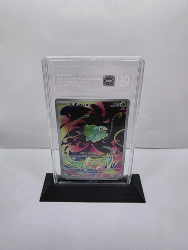 Bulbasaur 133/132 Me01: Mega Evolution Holo Tag 10 With 3d Printed Stand