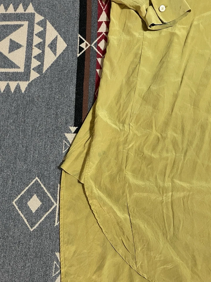 Maison Martin Margiela Line 4 Mustard Yellow 100% Silk Long Shirt Dress IT 38 47 - Image 2 of 4