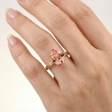 Lot 10x Bague En Poire Saphir Padparadscha 10k Plaqué Or Sur Argent 925