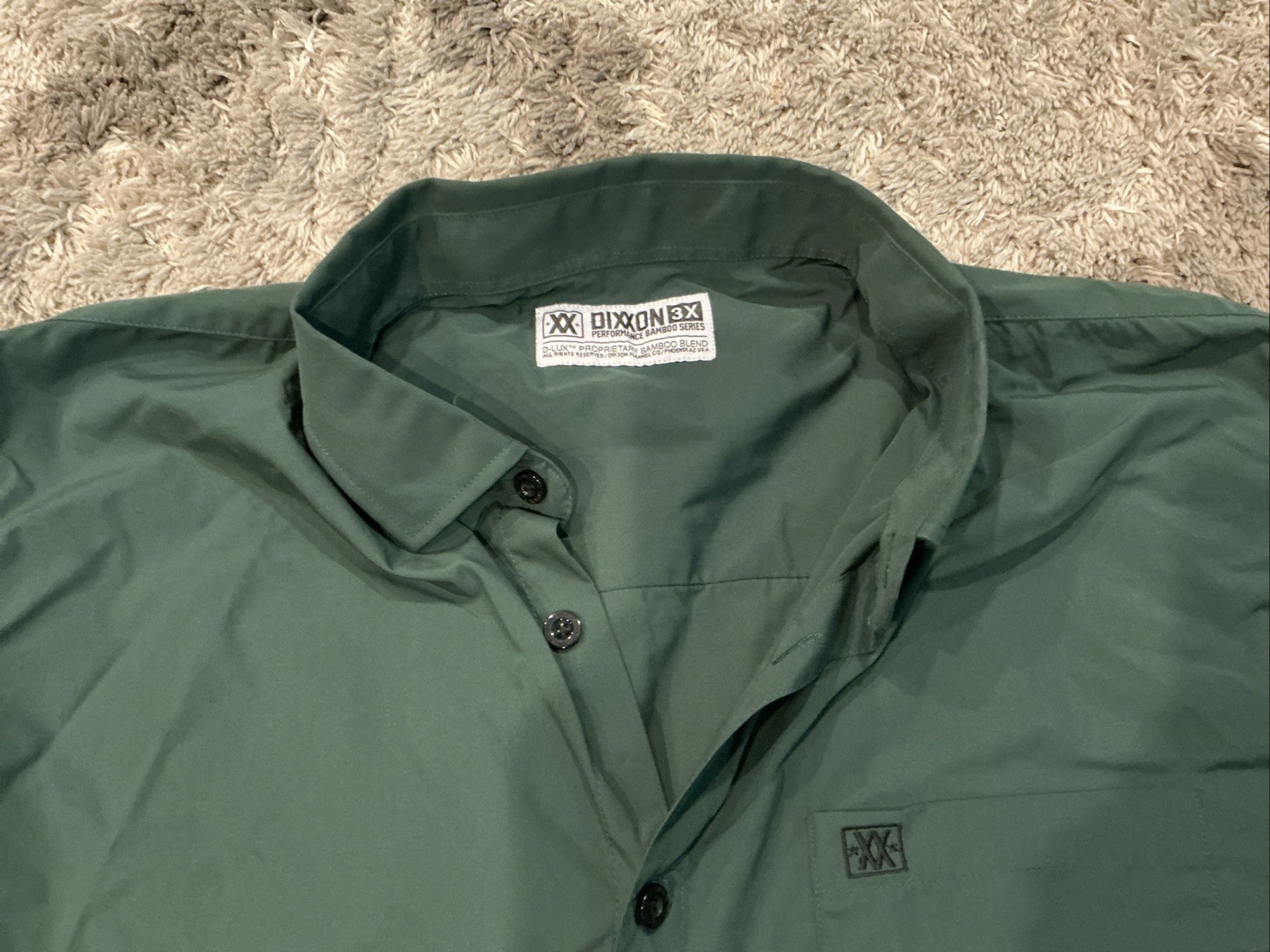 Dixxon Solid Green Button Down D-Lux Short Sleeve… - image 2