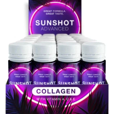SUNSHOT Collagen Sunbed Purple Tanning Accelerator 24 x 60ml & Drink Tan Shot