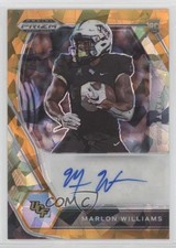 2021 Panini Prizm Draft Picks Orange Ice Marlon Williams #DPA-MWI Auto 2b7