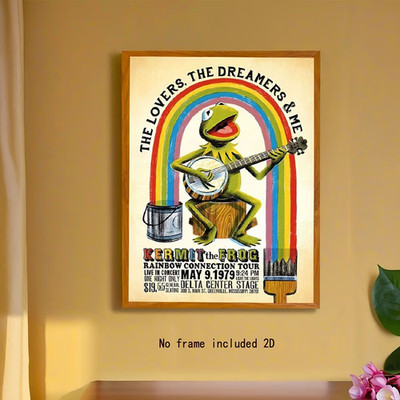 Kermit the Frog Rainbow Connection Retro Style Unframed Canvas 12x16 inch