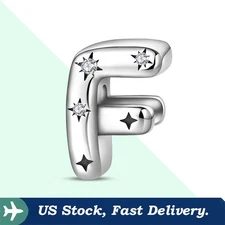 KUNSIR 925 Sterling Silver Letter F Charm For Bracelet Or Necklace Pendant Charm