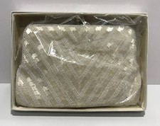 Vintage White Beaded Clutch Purse Short Chain Evening Bag
