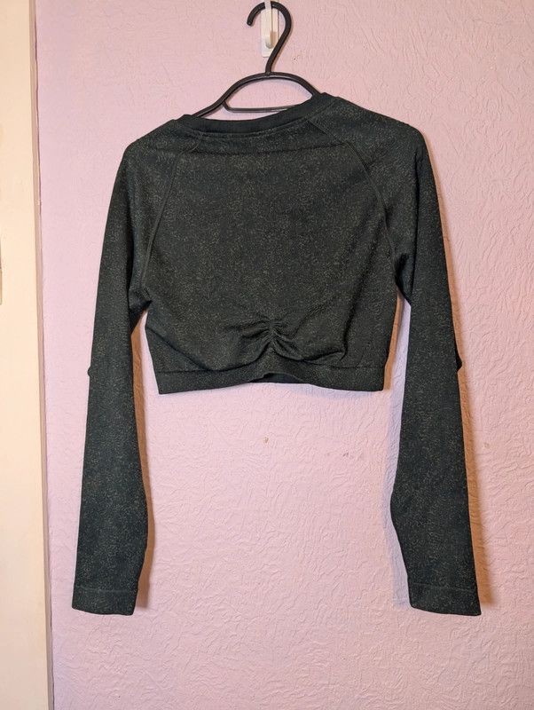 Gymshark Adapt Marl Seamless Green Long Sleeve Crop Top Size L image 4