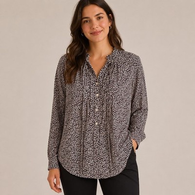 LOFT Button Front Lightweight Mulberry Tunic (SM) Oversized Career Chic Office