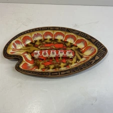 VTG Treasure Craft Lava Orange Ashtray Vintage Bright Tiki MCM Trinket Dish USA