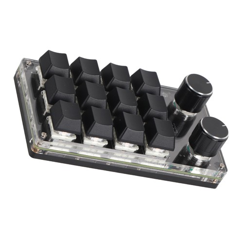 `Programmierbare Makro-Tastatur 2 Knöpfe Blauer Schalter Schwarz 12 Tasten M - Photo 4/24