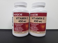 Major Vitamin E 450 mg 100 ct. lot of 2 NEW/S...