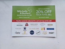 12 x Mitchells & Butlers vouchers 20% off total bill including drinks Exp. 2027