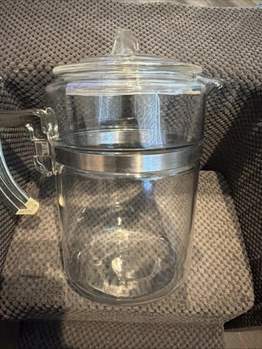 Vintage PYREX 9 FLAMEWARE 9 Cup 7829B Glass Coffee Pot Percolator