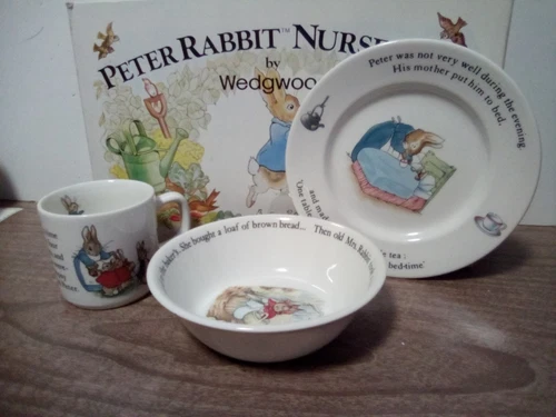 3-Piece Porcelain Peter Rabbit Nursery Set by Wedgwood  Beatrix Potter Plate Mug