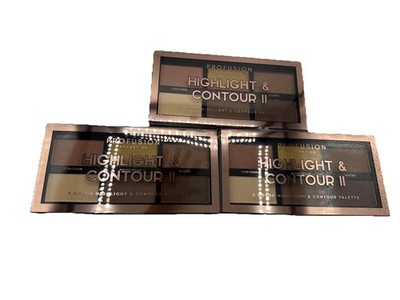 3 Pk Profusion Cosmetics Highlight & Contour II 6 Color Palette Shades