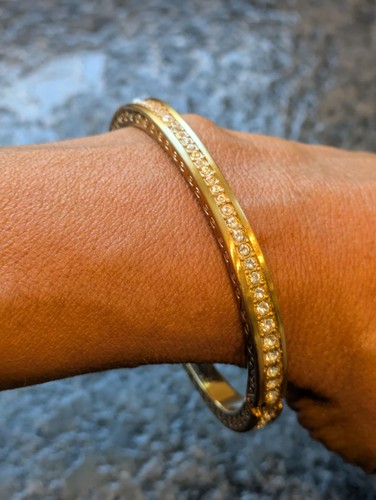 Brighton Secret Of Love Bangle Bracelet Crystals Magnetic Hinged Gold Toned - Picture 3 of 10