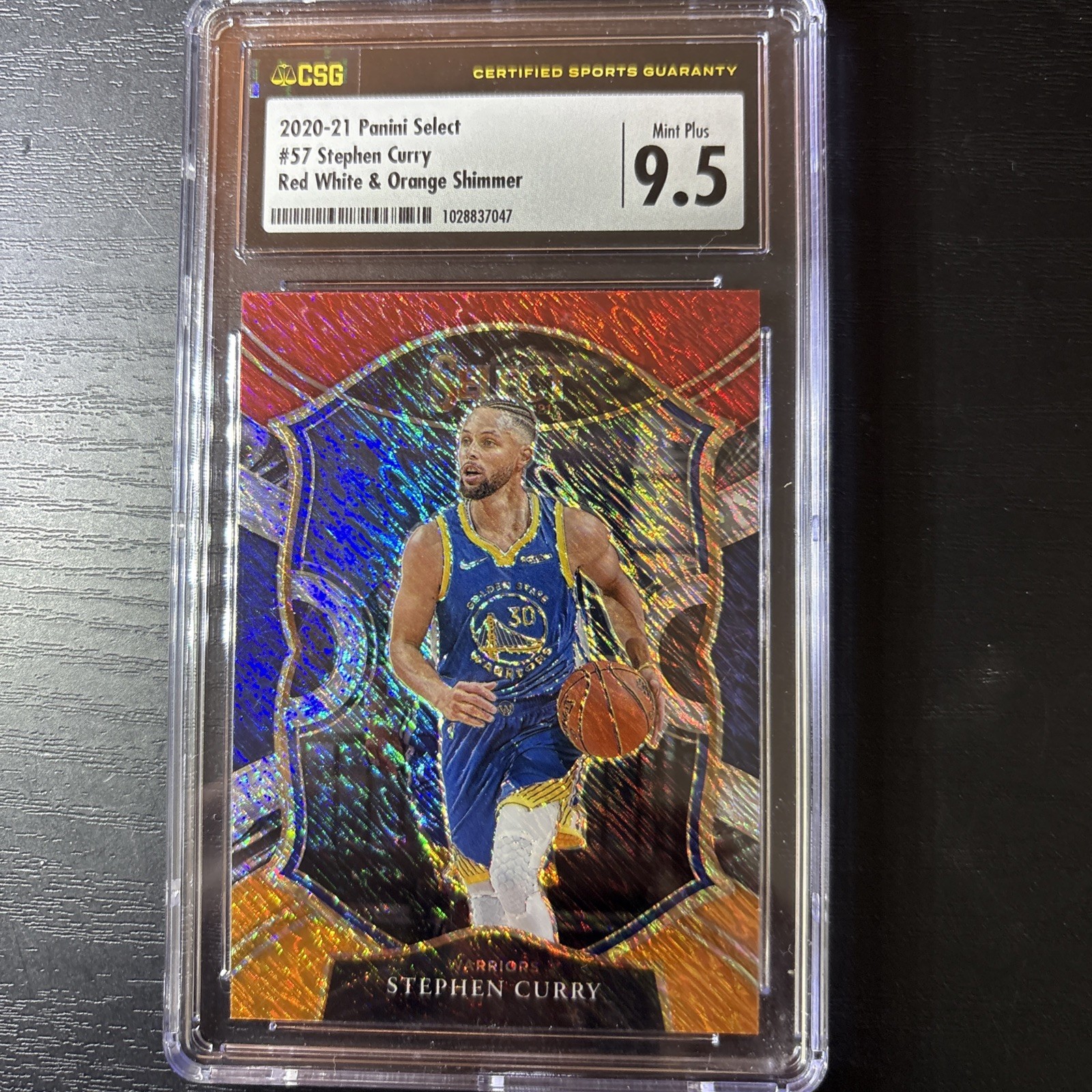 2020-21 Panini Select Concourse Stephen Curry #57 Red White Orange Shimmer Prizm